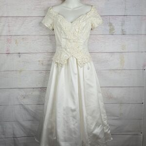 Jessica McClintock Cream Satin Lace Dress